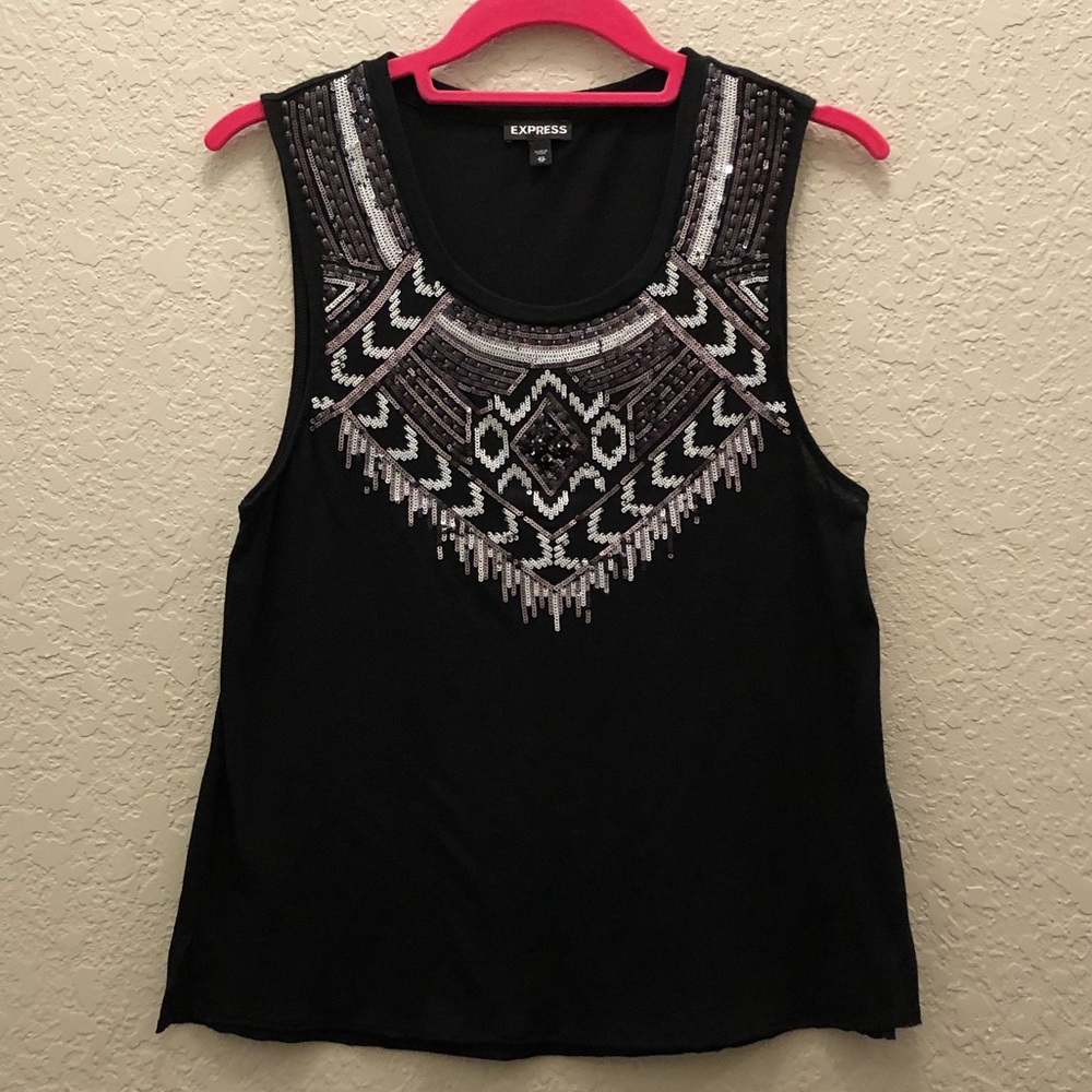 NEW Express Embellished Sequence Tank Top Blouse size XS